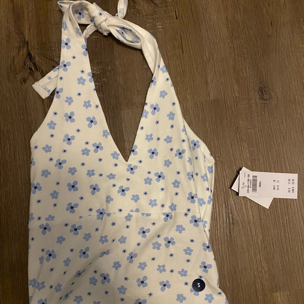 Hollister White and Blue Floral Kids One Piece